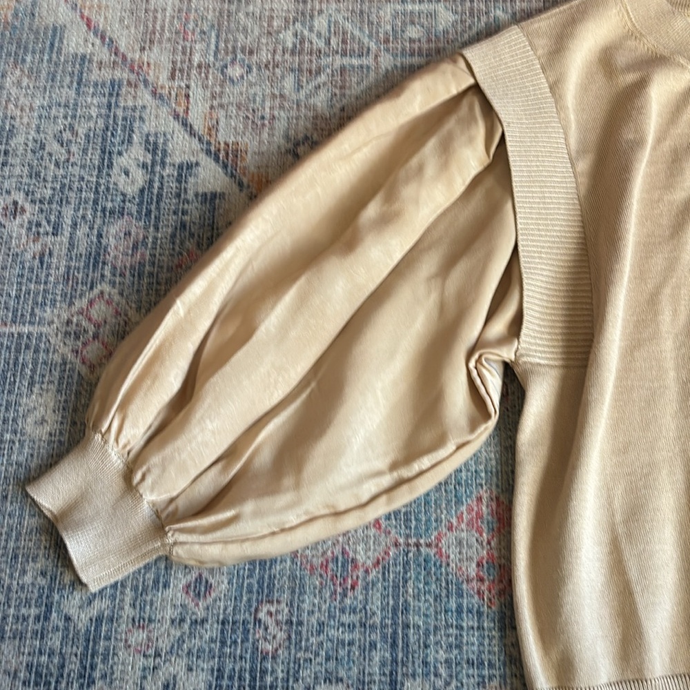 DKNY Gold Puff Sleeve Sweater - Picture 3 of 5